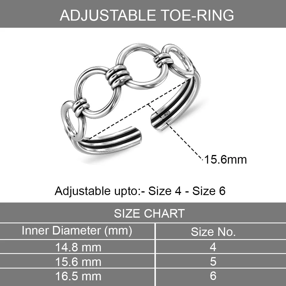LeCalla 925 Sterling Silver Toe Ring for Women | Antique Simple Open Adjustable Toe-Ring | Minimalist Toe Rings for Gifting