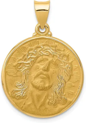 Lex & Lu 14k Yellow Gold Polished and Satin Face of Jesus Medal Pendant LAL89018