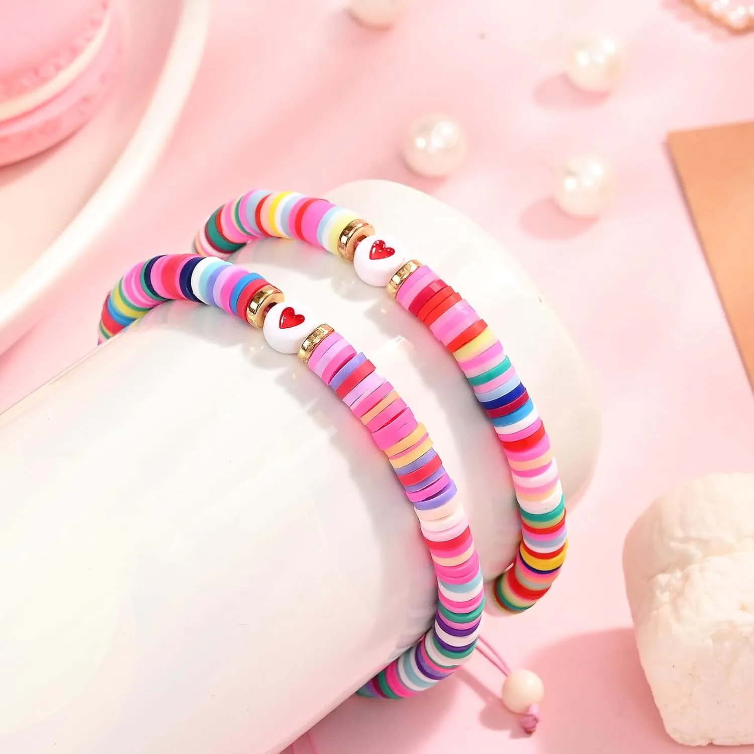Lifecapido First Day of School Bracelet, First Day of School Gift for Kindergarten Preschool First Second Grade, Colorful Matching Heart Adjustable Bracelets for Mom and Daughter, Back to School Gifts