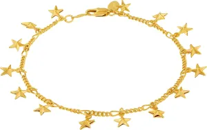 LIFETIME JEWELRY Womens Gold Anklet with Dangling Stars for Women 24K Gold Plated Ankle Bracelet