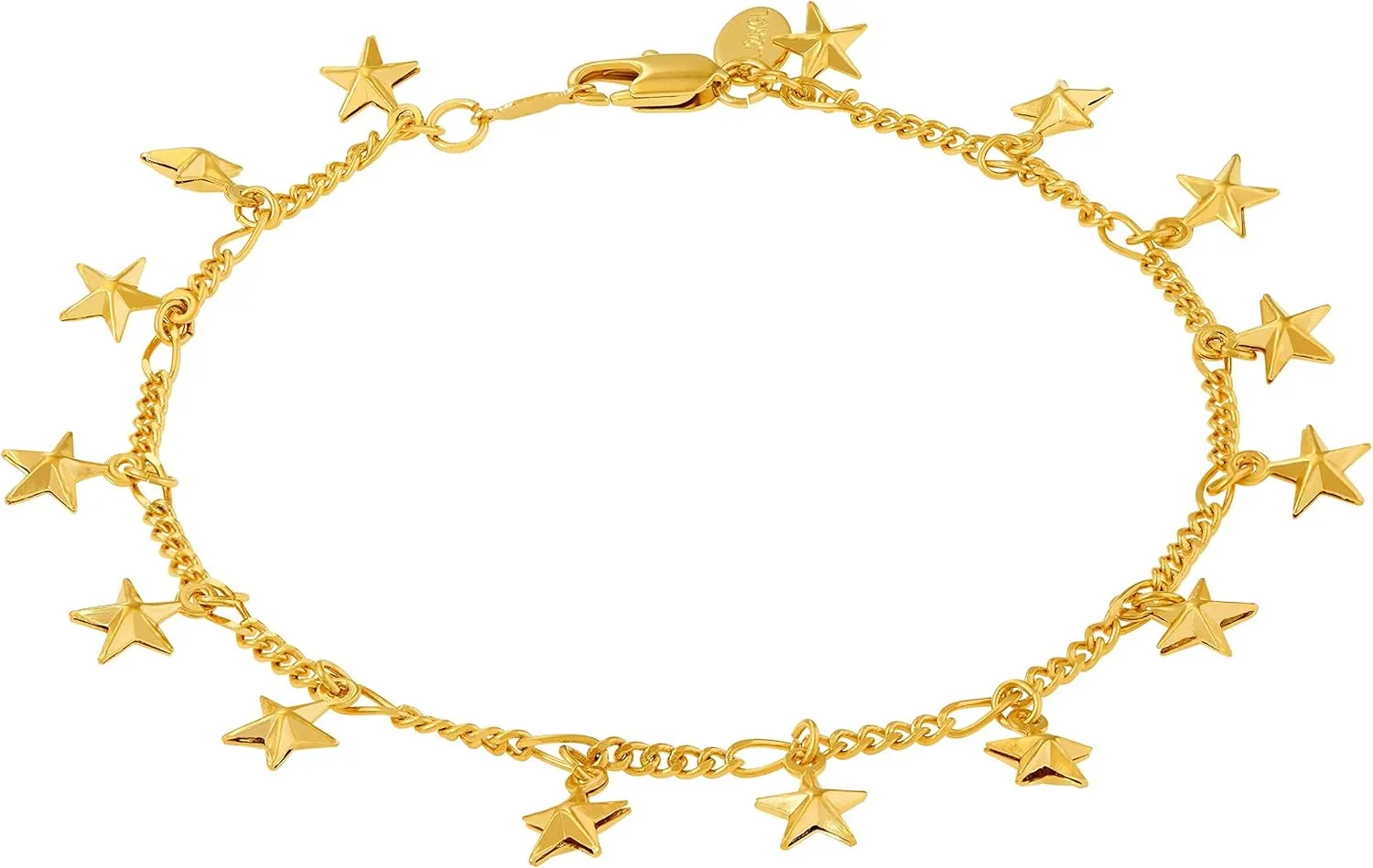 LIFETIME JEWELRY Womens Gold Anklet with Dangling Stars for Women 24K Gold Plated Ankle Bracelet