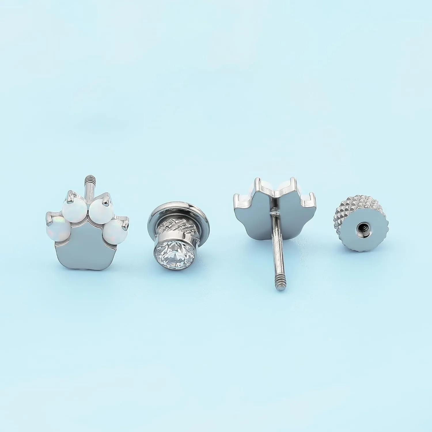 limerencia Hypoallergenic G23 Implant Grade Titanium Screw Back Earrings Tragus 20G Helix F136 Piercing Post for Sensitive Ears Cartilage