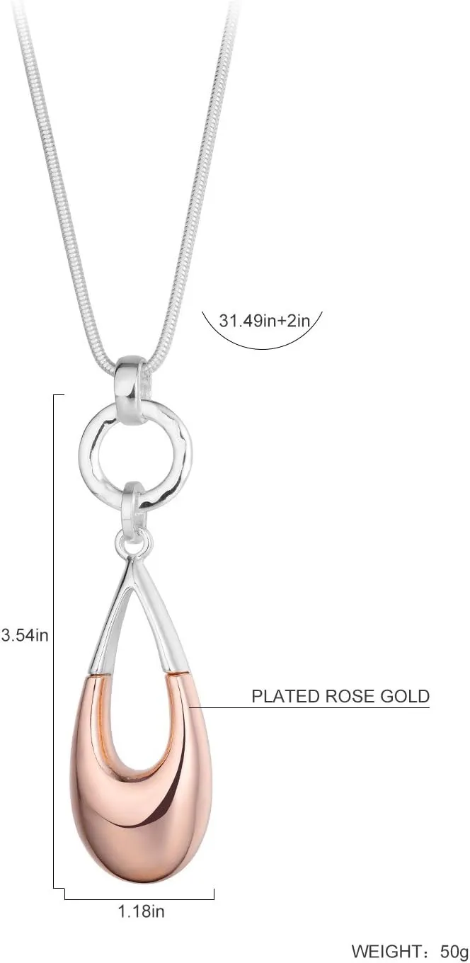 Long Necklaces for Women Waterdrop Pendant Sweater Layered Y Statement Bohemian Silver Chain Necklace with Gifts Box Jewelry