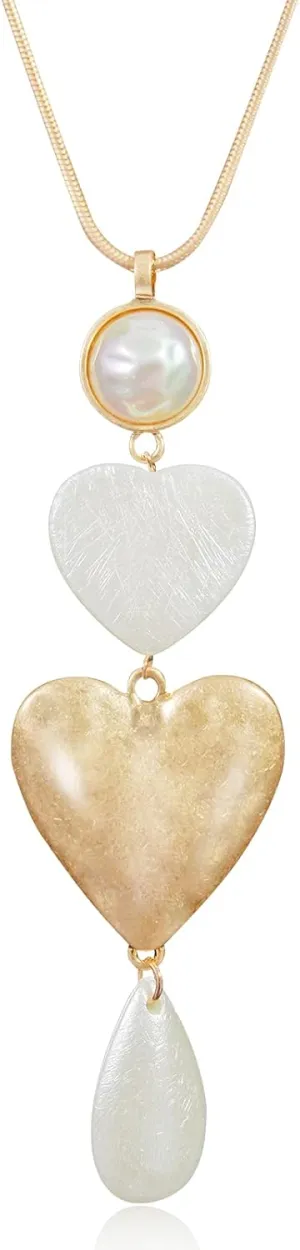 Long Sweater Necklaces for Women Fashion Heart Shaped Pendant Y Statement Chain Necklace for Girls