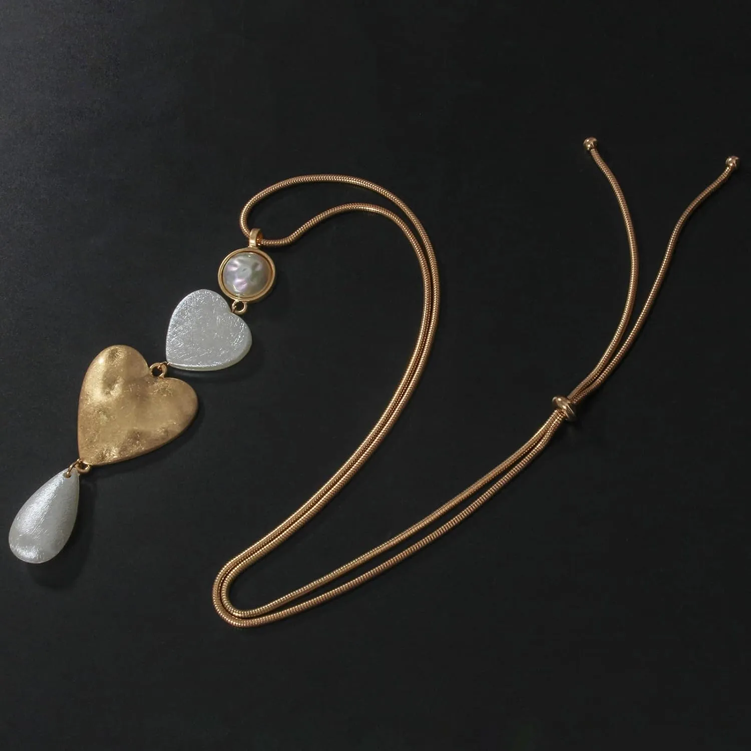 Long Sweater Necklaces for Women Fashion Heart Shaped Pendant Y Statement Chain Necklace for Girls