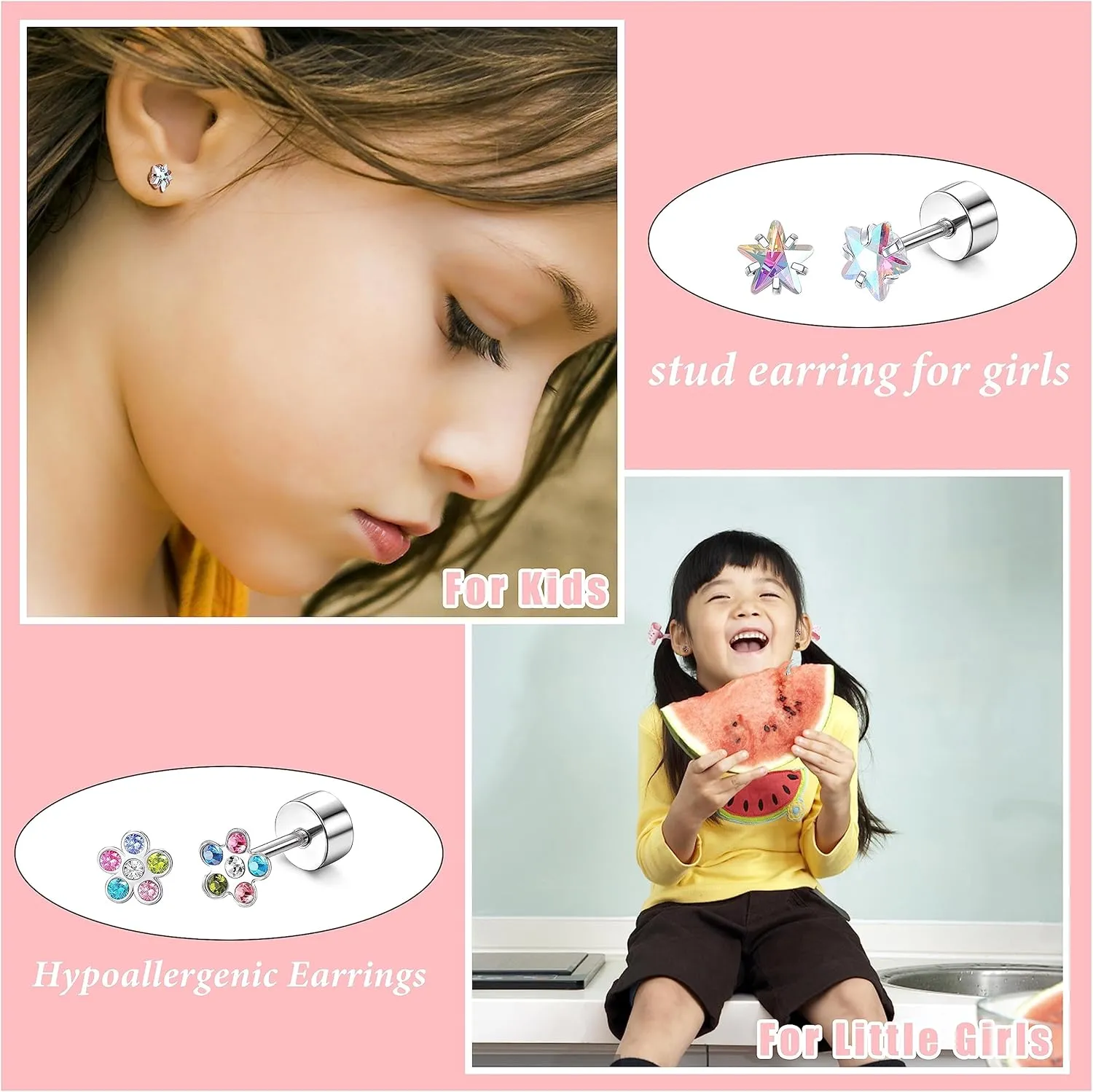 LOYALLOOK 24Pairs Screw Back Earrings Stud for Girls Women Surgical Steel Hypoallergenic Cartilage Stud Earrings Tiny Opal CZ Screwback Flat Back Stud Earrings Set Piercing Jewelry Multicolored 20G