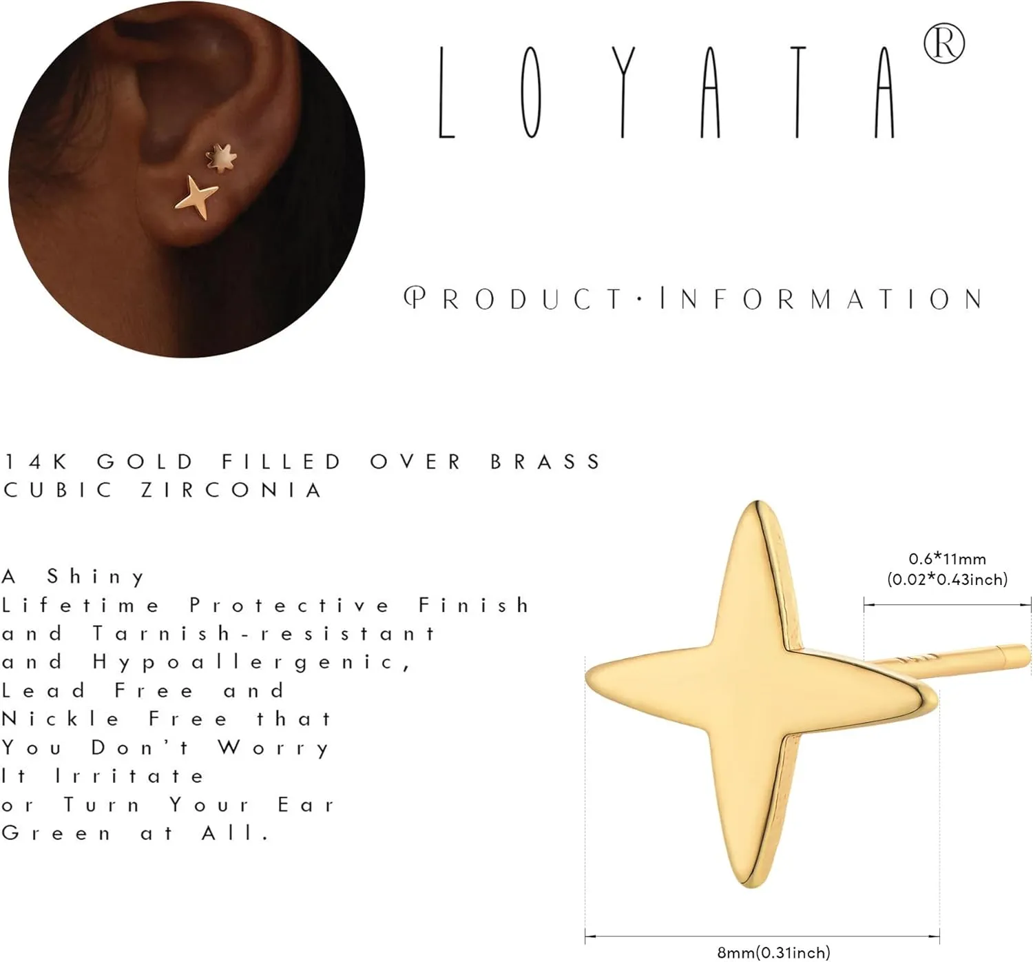 LOYATA Earring Stud Sets for Women 14K Gold Plated 925 Sterling Sliver Post Small Stud Earrings for Women Hypoallergenic Gold Trendy Jewelry for Women