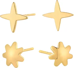 LOYATA Earring Stud Sets for Women 14K Gold Plated 925 Sterling Sliver Post Small Stud Earrings for Women Hypoallergenic Gold Trendy Jewelry for Women