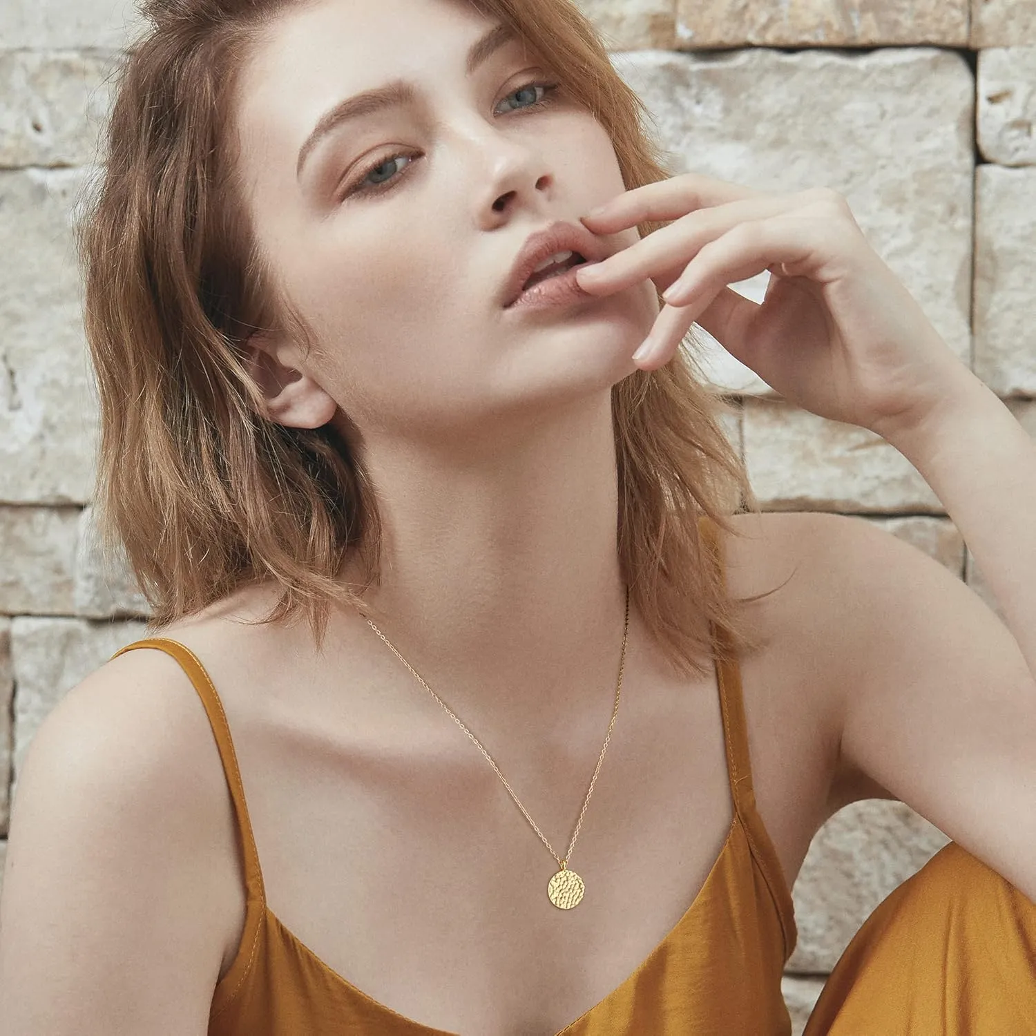 LOYATA Moon Pendant Necklace - 14K Gold Plated Coin Pendant with Crescent, Full Moon and Open Circle Designs for Women
