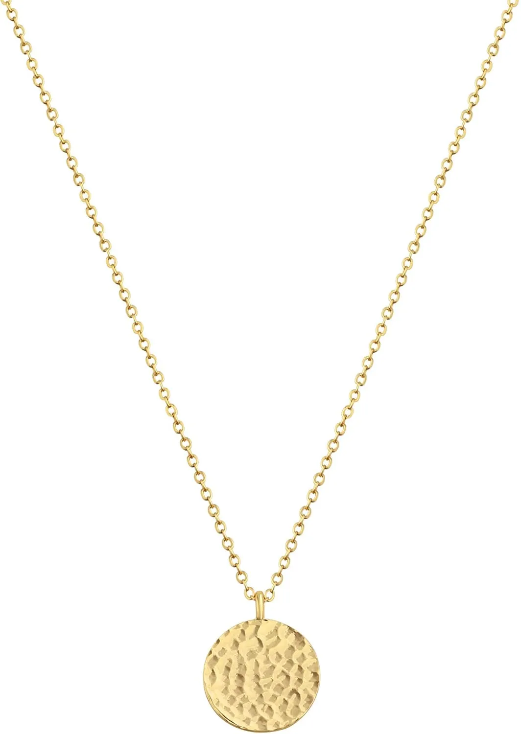 LOYATA Moon Pendant Necklace - 14K Gold Plated Coin Pendant with Crescent, Full Moon and Open Circle Designs for Women