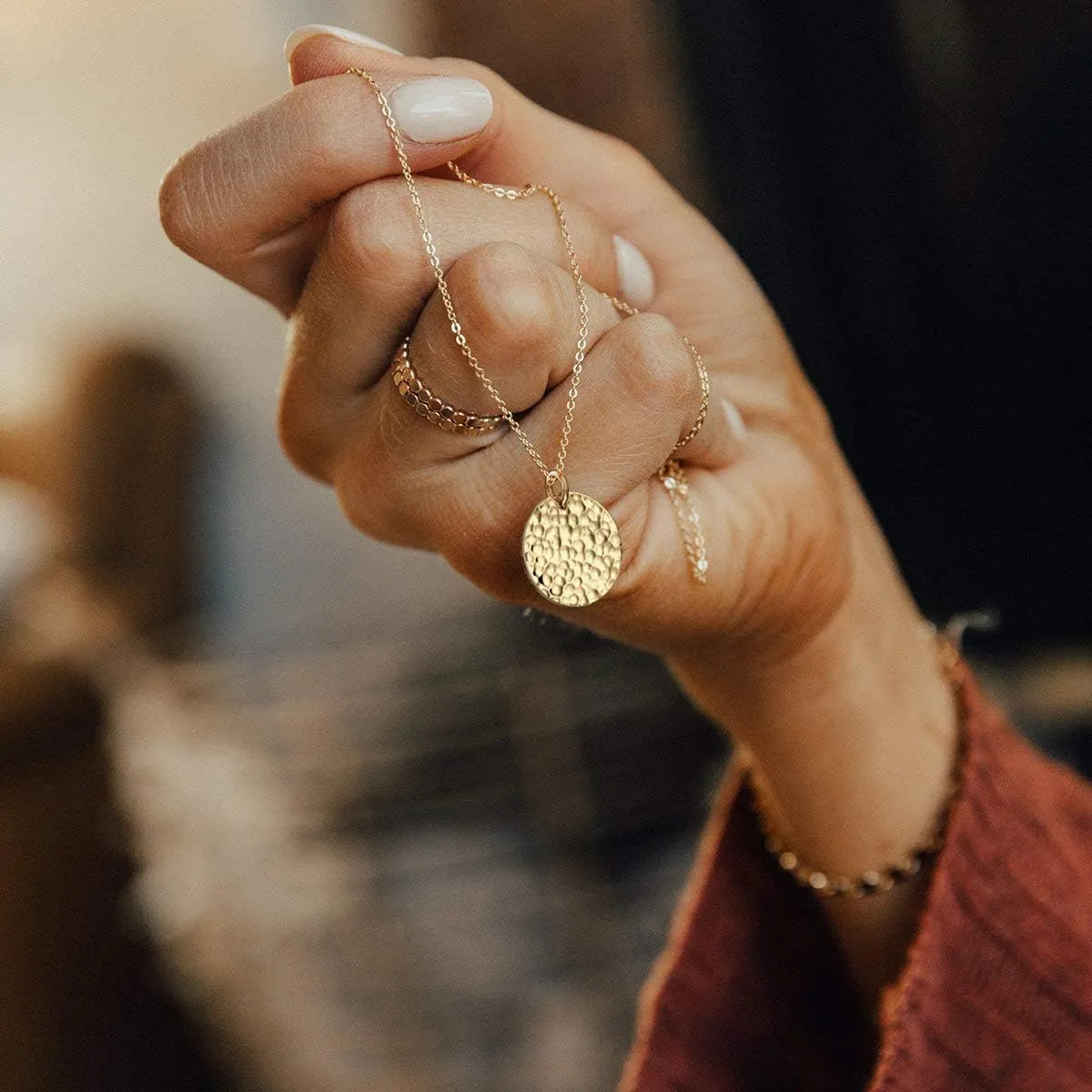 LOYATA Moon Pendant Necklace - 14K Gold Plated Coin Pendant with Crescent, Full Moon and Open Circle Designs for Women