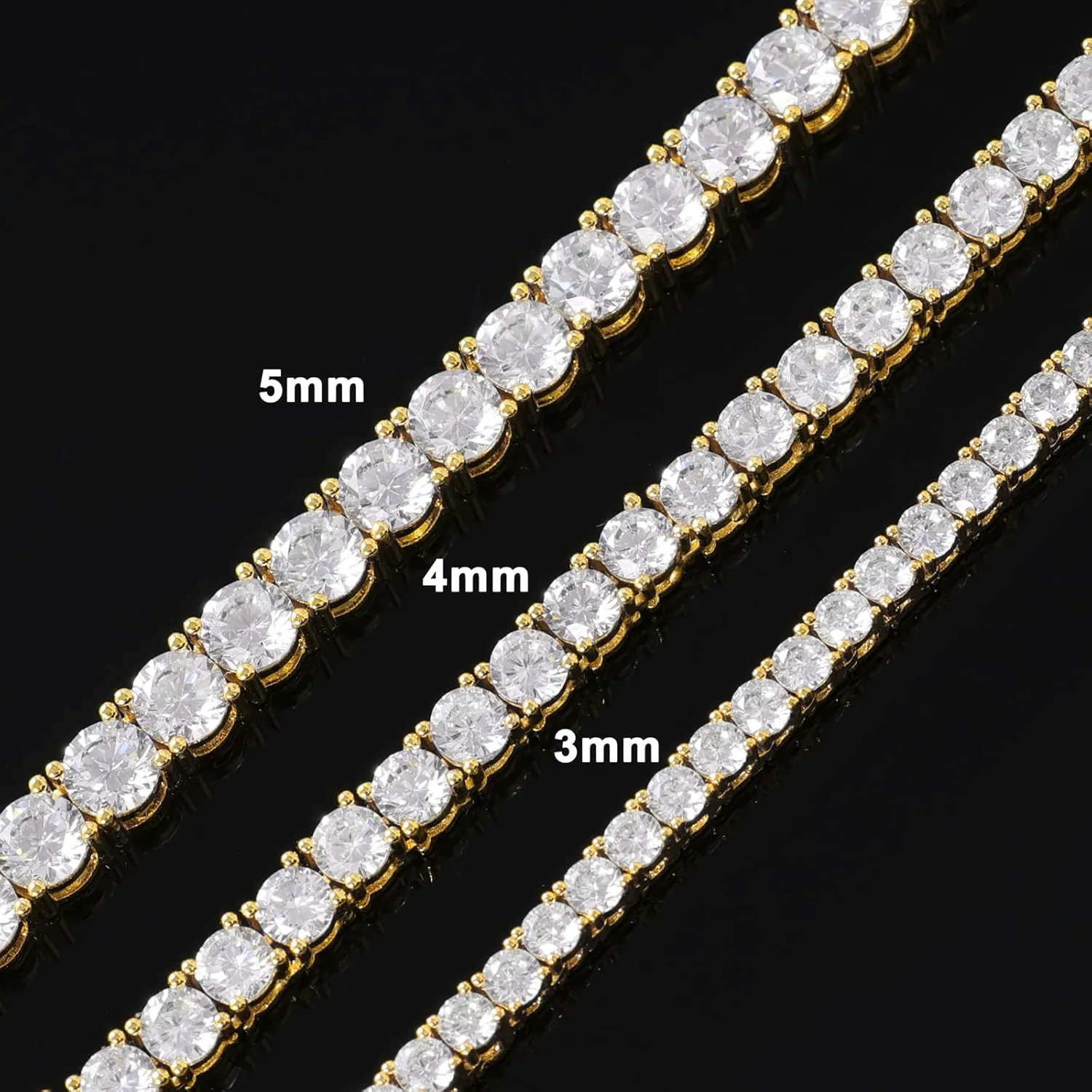 Lulu Mel Tennis Necklace for Women Men, 3/4/5mm Gold Plated Classic silver Tennis Chain Choker Necklace 16-24 Inches, Iced Out 5A Cubic Zirconia Stones Diamond Chain Lady Fashion Dainty Jewelry