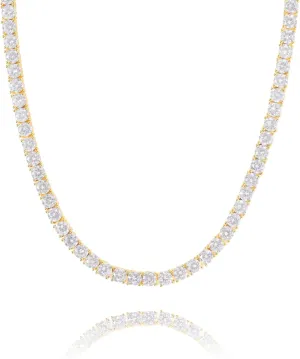 Lulu Mel Tennis Necklace for Women Men, 3/4/5mm Gold Plated Classic silver Tennis Chain Choker Necklace 16-24 Inches, Iced Out 5A Cubic Zirconia Stones Diamond Chain Lady Fashion Dainty Jewelry