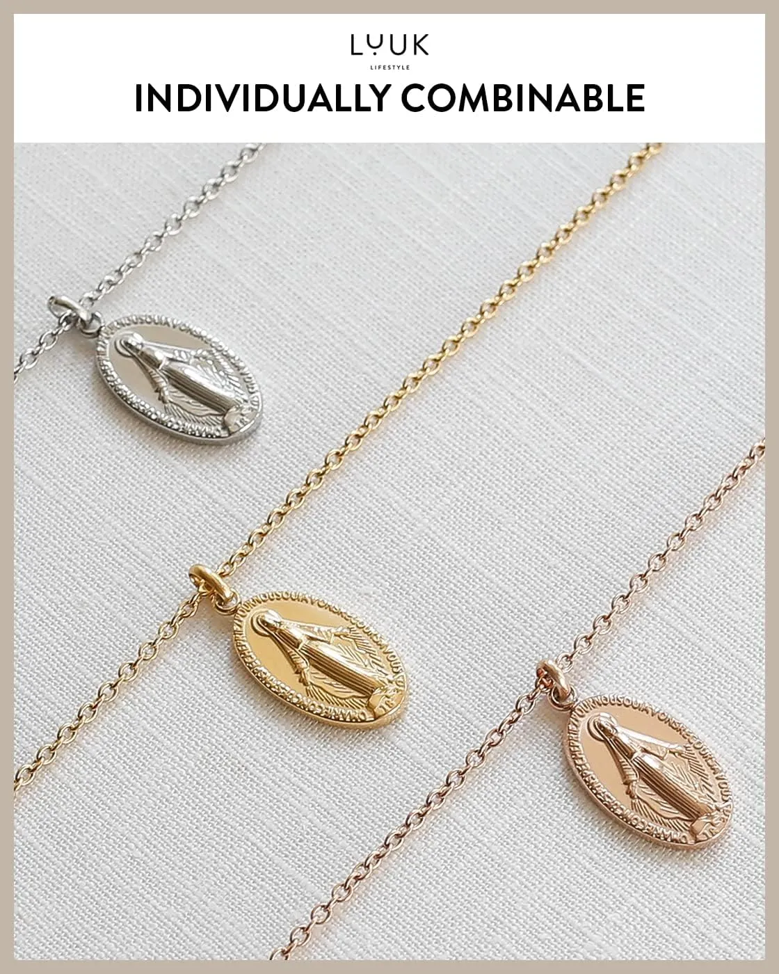 LUUK LIFESTYLE Stainless steel necklace with pendant and HAPPINESS card, 20 adjustable length, lucky charm, friendship chain, Valentine's Day gift, birthday, women's jewelry, silver, gold, rosegold