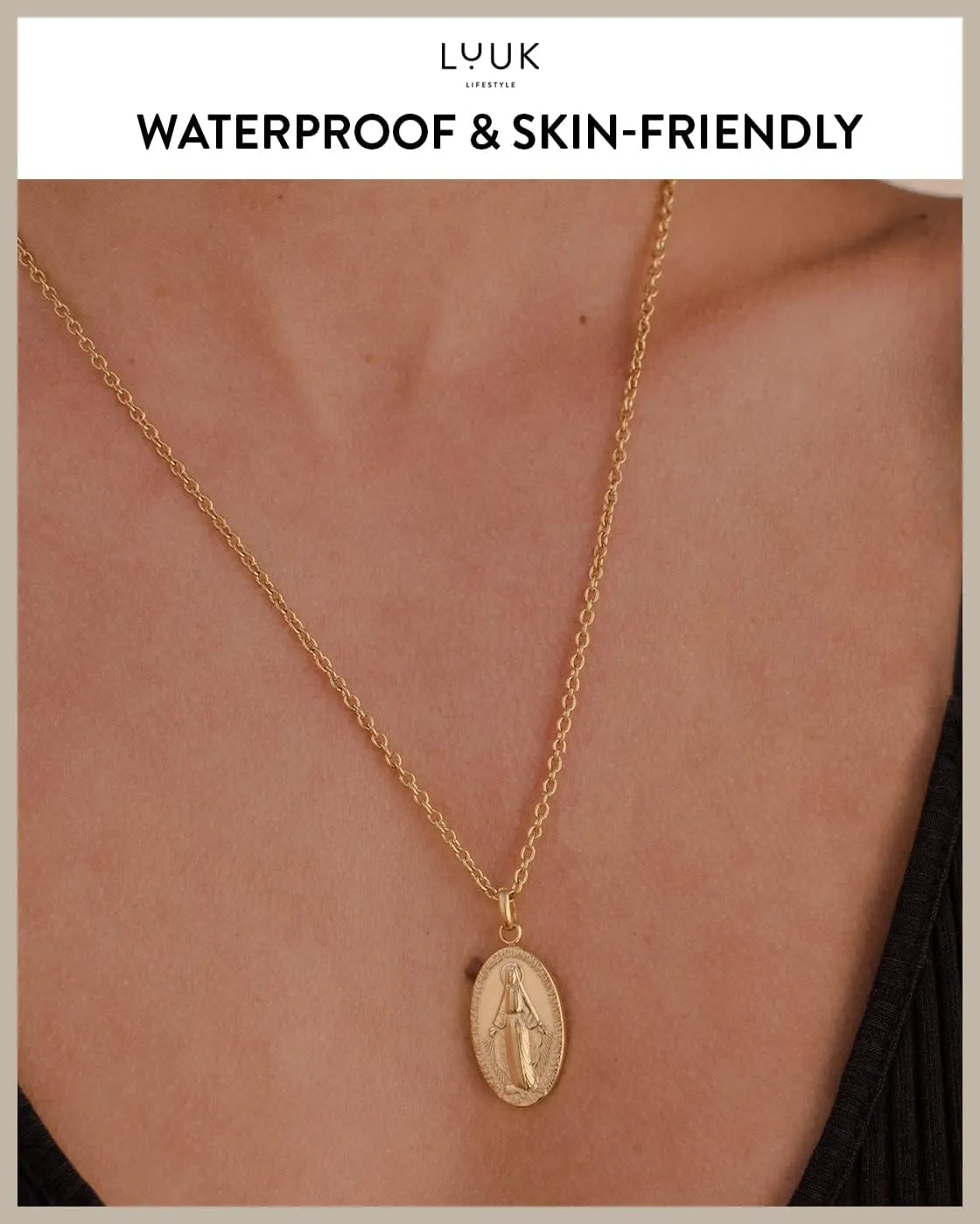 LUUK LIFESTYLE Stainless steel necklace with pendant and HAPPINESS card, 20 adjustable length, lucky charm, friendship chain, Valentine's Day gift, birthday, women's jewelry, silver, gold, rosegold