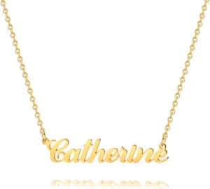 M MOOHAM Gold Custom Name Necklace Personalized - 18K Gold Plated Personalized Name Necklaces for Women, Plate Monogram Necklace Name Necklace
