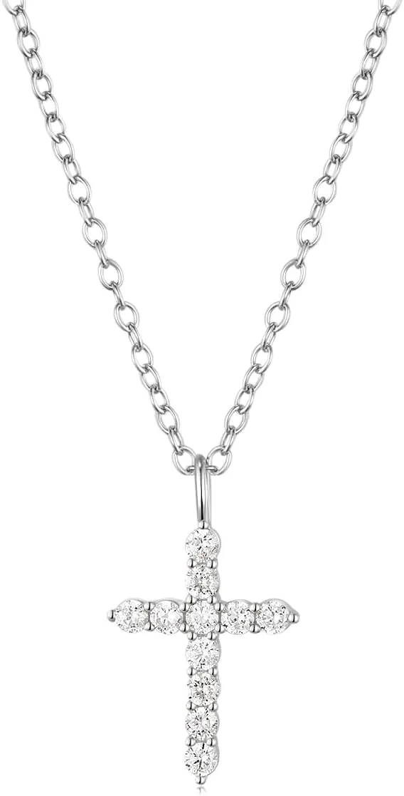 Mameloly 925 Sterling Silver Cross Necklaces for Women 14K Gold Plated Tiny CZ Cross Pendant Necklace | Dainty Chain Choker for Women