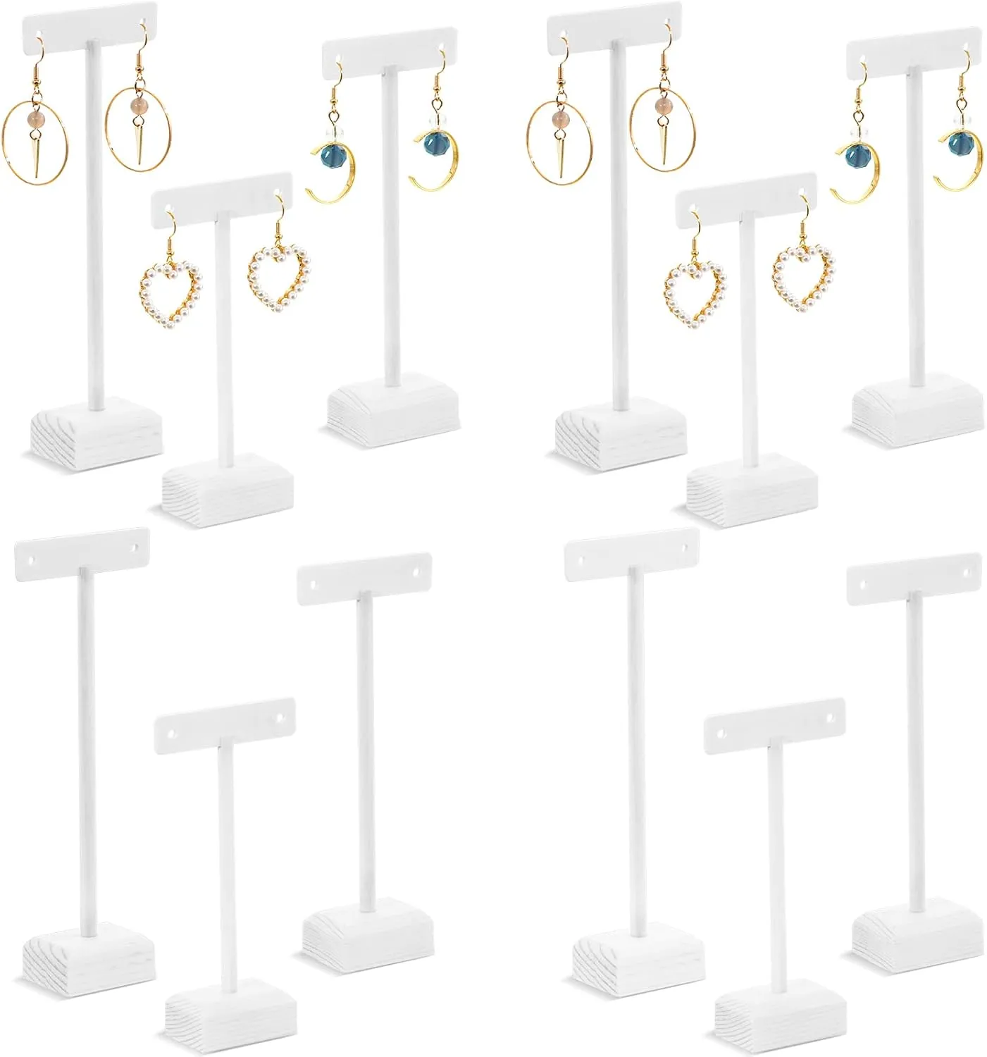 Marsui Earring Display Stands for Selling Set Wooden T Bar Jewelry Display Stand Holder for Necklaces Bracelet Showroom Trade