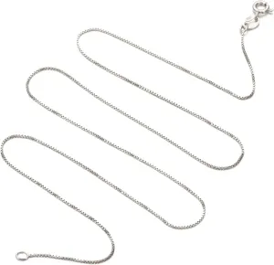 Matoa Solid 925 Sterling Silver Chain 1mm Italian Box Chain Necklace for Women, Thin & Strong Necklace Chain 16/18/20/22/24 Inch