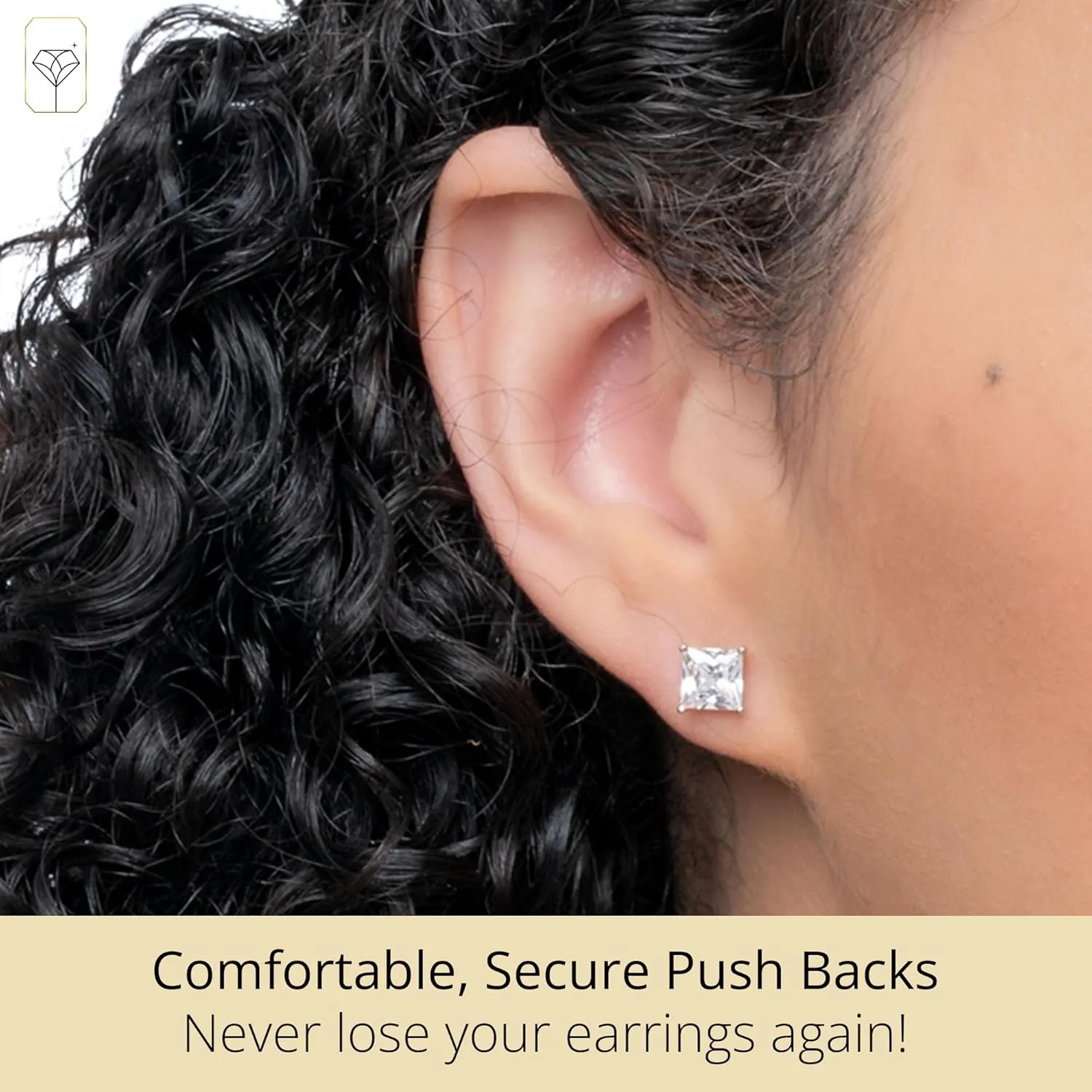MAX   STONE Plated Sterling Silver Cubic Zirconia Stud Earrings (Round & Princess)