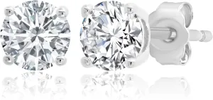 MAX   STONE Plated Sterling Silver Cubic Zirconia Stud Earrings (Round & Princess)