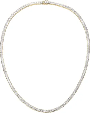 MDFUN Tennis Necklace 18K White Gold/Yellow Gold Plated | 3.0mm Square Cubic Zirconia Cut Bezel Setting Faux Diamond Tennis Chain Choker for Women and Men 16-24 inches