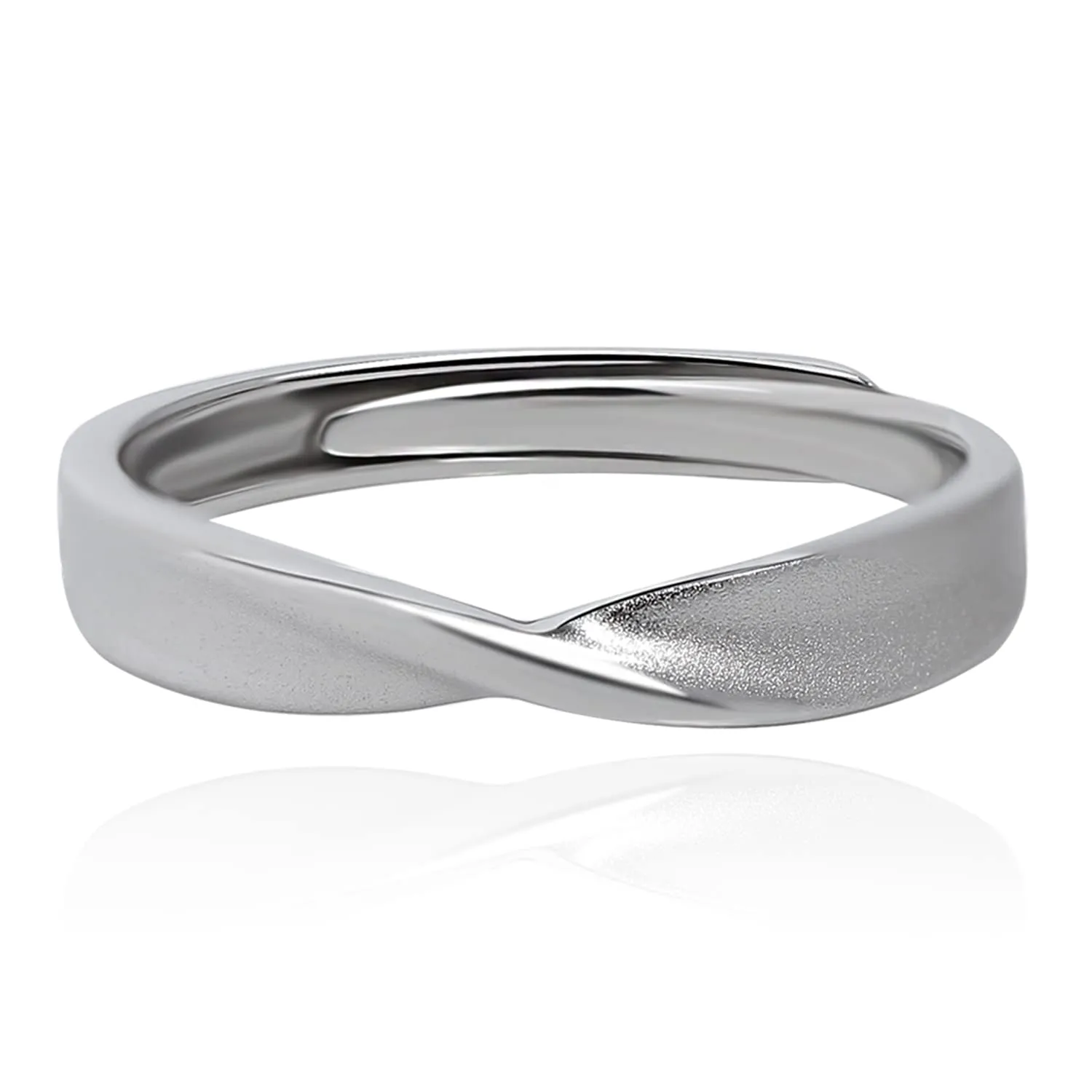 Meissa Couple Rings Adjustable Simple Men's and Women's Twist Couple Band Diamond Ring Open Back Matching Her Him (3.1mm Width)