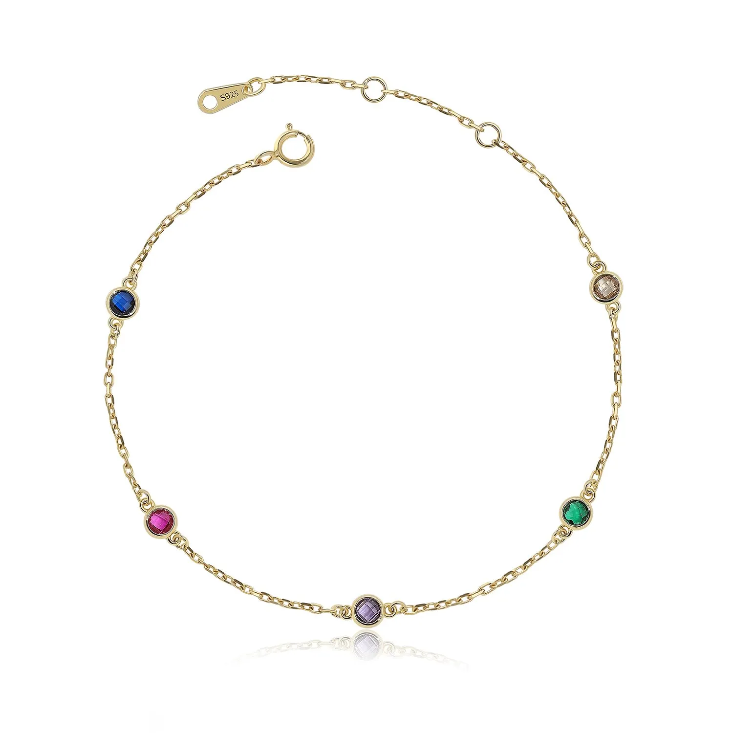 Meissa Gold Bracelets for Women Stackable Friendship Bracelets Dainty Colorful Birthstone Hand Chain 925 Sterling Silver Adjustable Trendy Bracelet Cute Jewelry, Gold