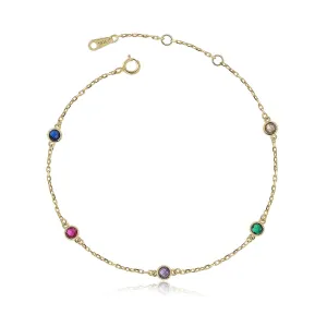 Meissa Gold Bracelets for Women Stackable Friendship Bracelets Dainty Colorful Birthstone Hand Chain 925 Sterling Silver Adjustable Trendy Bracelet Cute Jewelry, Gold