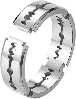 Men's Simple Stainless Steel Silver/Black/Rose Gold Gothic Double Edge Blades Biker Ring