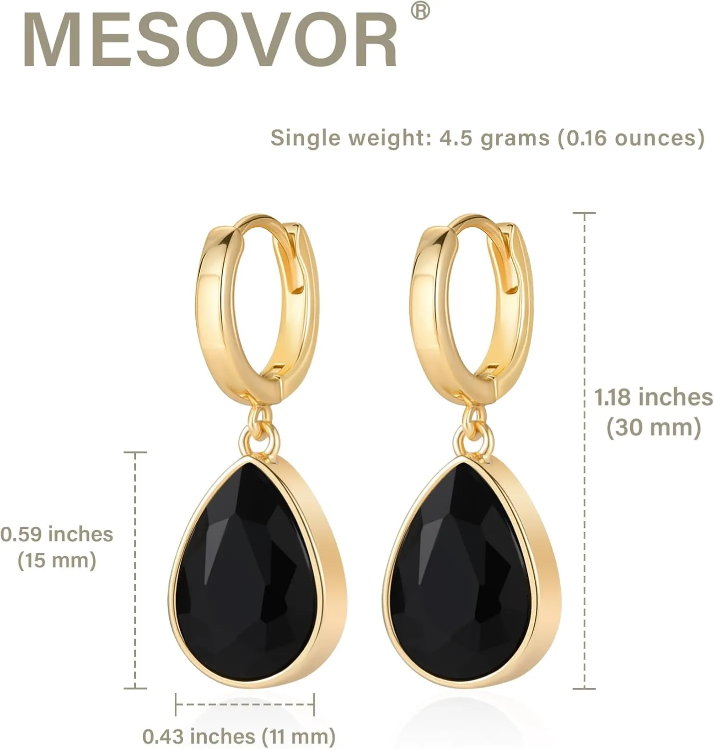 Mesovor Crystal Huggie Hoop Earrings for Women, 18K Gold Plated Sparkling Crystal Water Drop Dangle Earrings Jewellery Gifts for Women Wife Mother Daughter