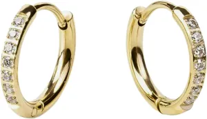 MIA Jewelry Diamond Hoop Earrings | Small Hoop Hypoallergenic Earrings | Valentines Day & Mothers Day Gifts| Gold Plated Stainless Steel | Reversible | Sparkling Stones | 10mm Diameter