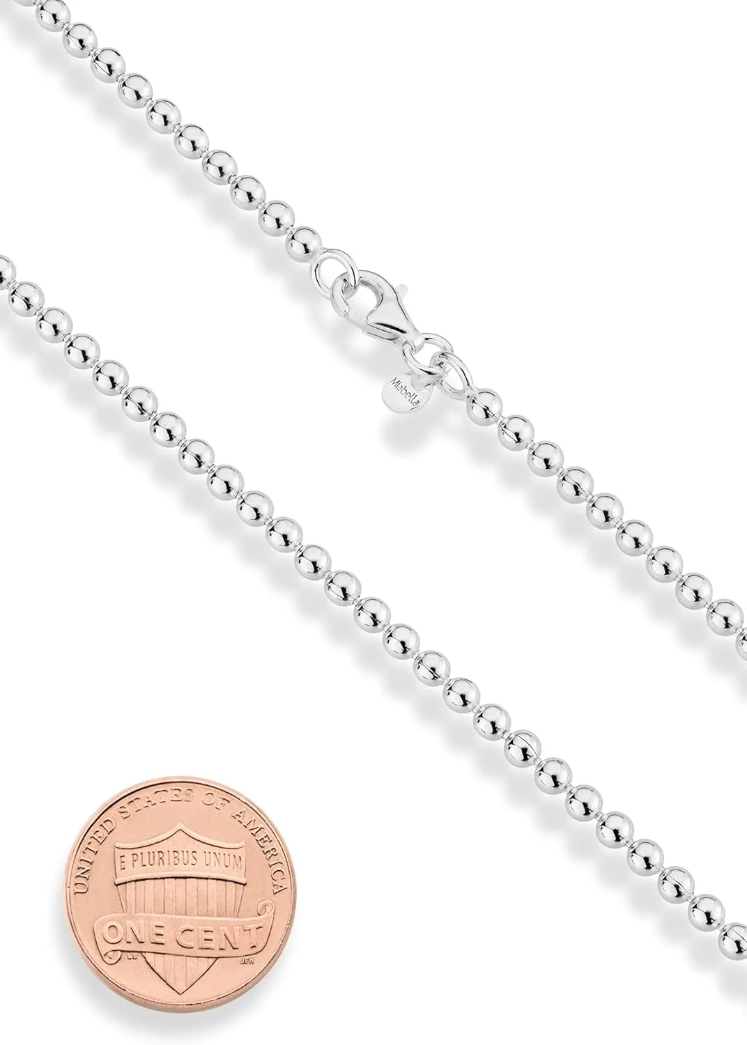 Miabella 925 Sterling Silver 3mm Round Bead Ball Chain Anklet Ankle Bracelet for Women, Jewelry Made in Italy