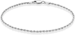 Miabella 925 Sterling Silver Italian 2mm, 3mm Diamond-Cut Braided Rope Chain Anklet Ankle Bracelet for Women, Made in Italy