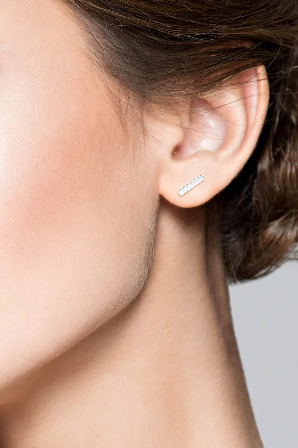 Miabella 925 Sterling Silver or 18K Gold Plated Minimalist Flat Bar Dainty Stud Earrings for Women/Made in Italy