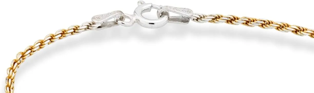 Miabella 925 Sterling Silver Solid 1.5mm Diamond-Cut Braided Rope Chain Anklet Ankle Bracelet for Women, Made in Italy