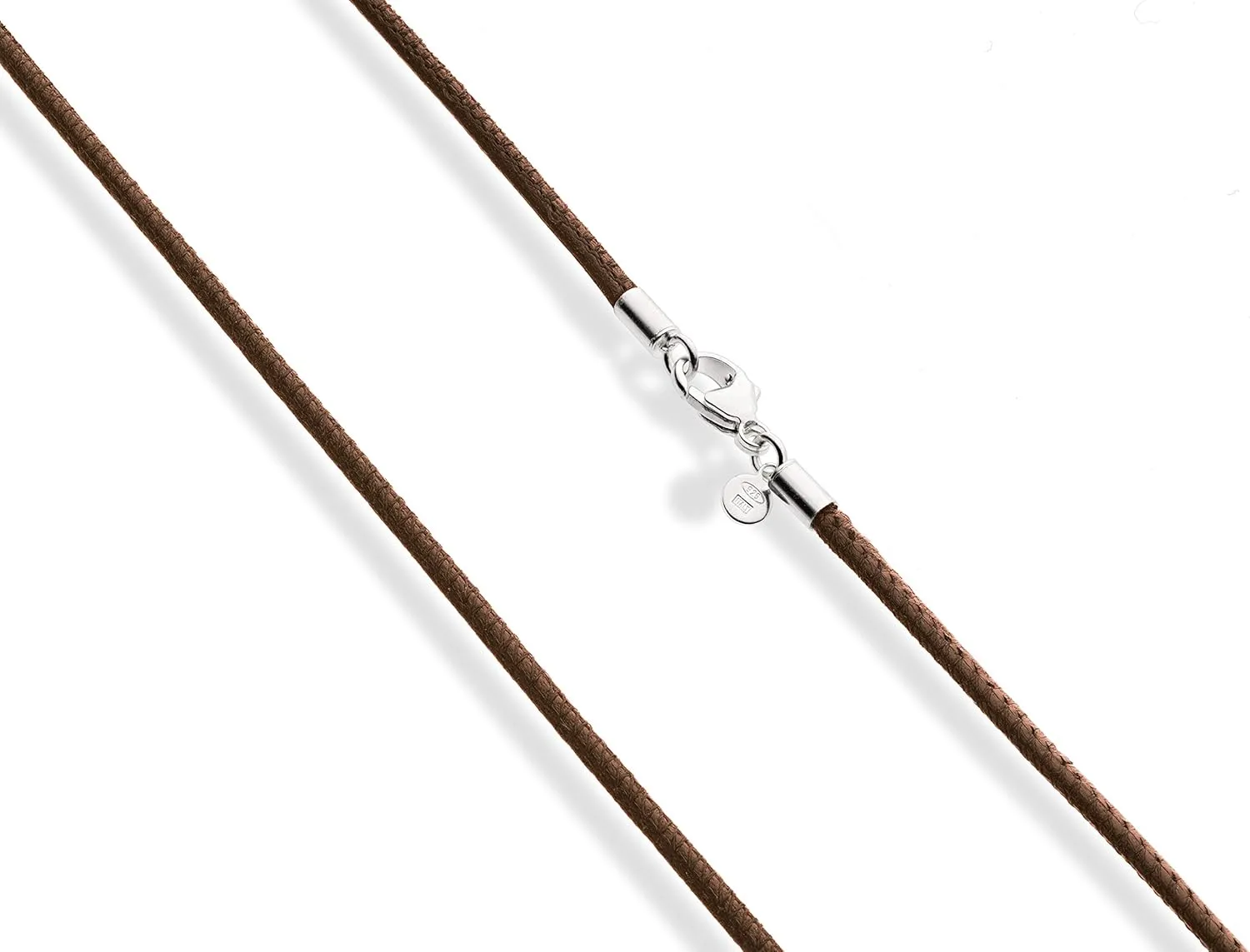 Miabella Genuine 2mm Black or Brown Italian Leather Cord Chain Necklace for Men Women with 925 Sterling Silver Clasp Made in Italy