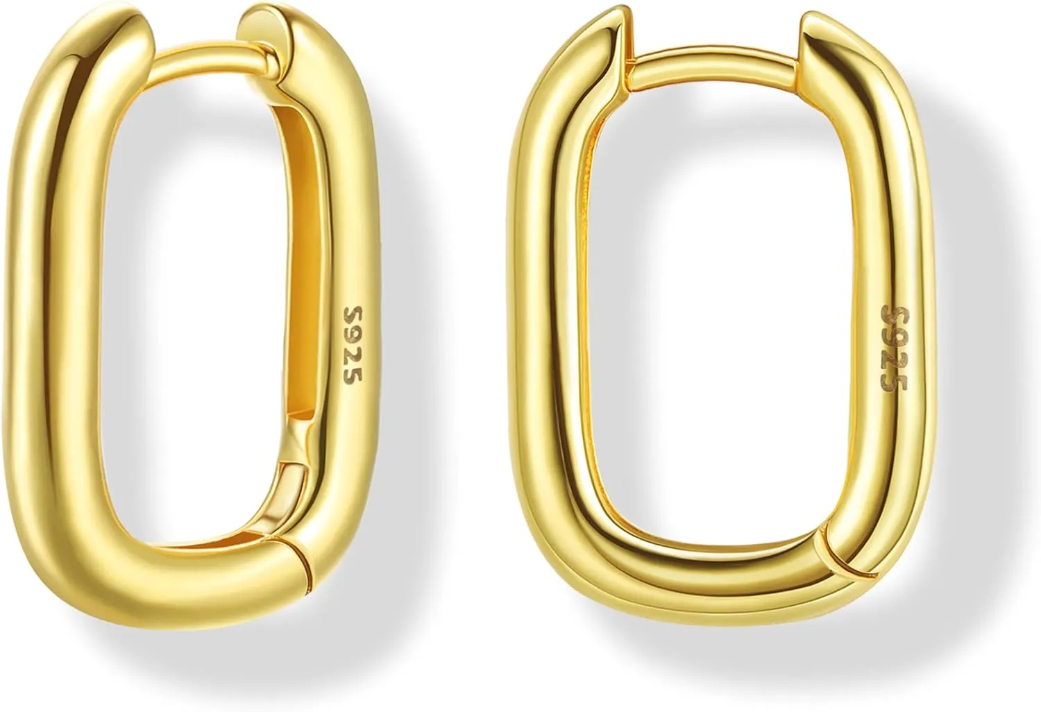 Milacolato 925 Sterling Silver Small Hoop Earrings for Women 18K Gold Plated Geometric Huggie Hoop Earrings Hypoallergenic Triangle Rectangle Heart Star Oval Hoop Earrings for Women