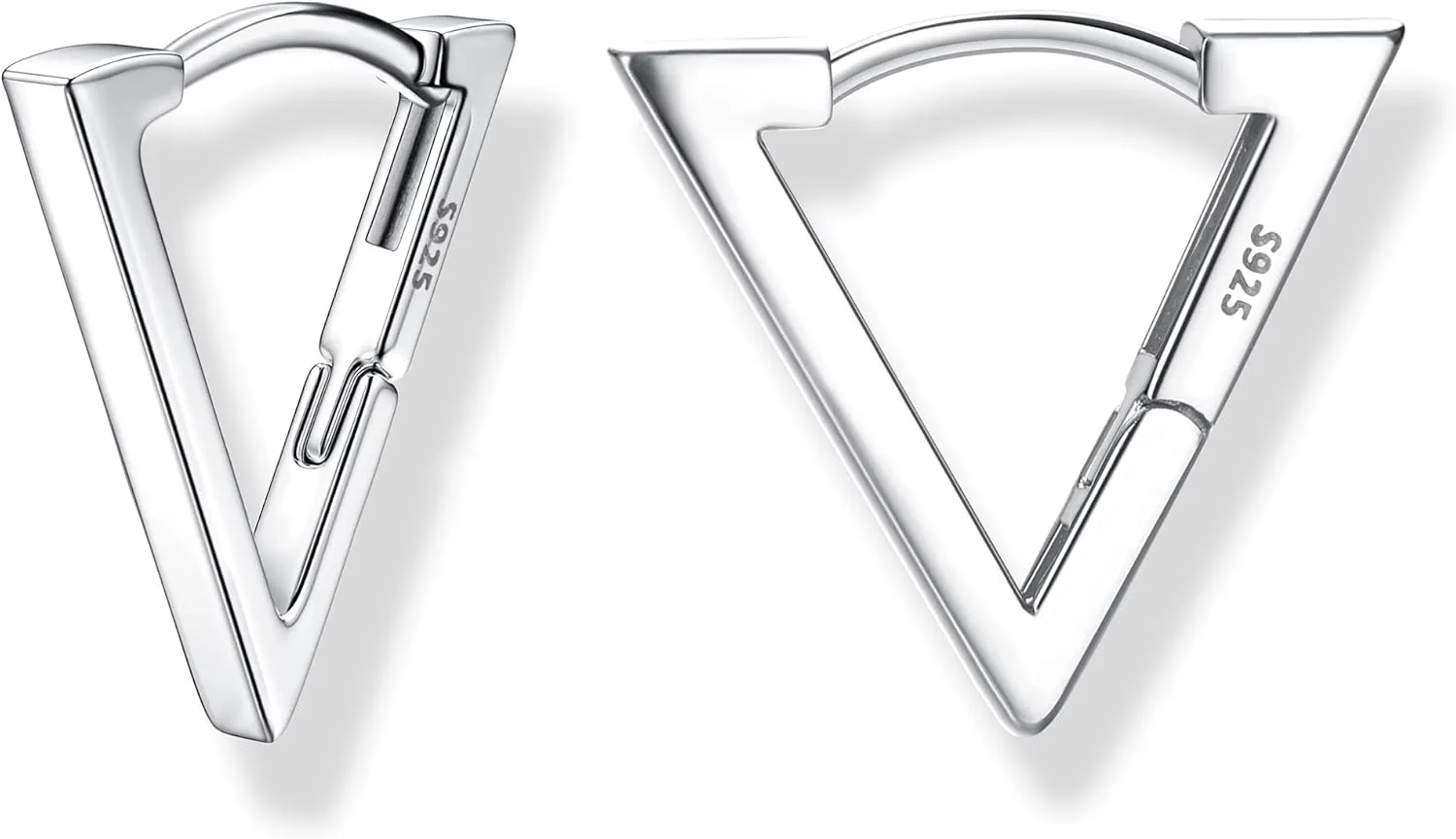 Milacolato 925 Sterling Silver Small Hoop Earrings for Women 18K Gold Plated Geometric Huggie Hoop Earrings Hypoallergenic Triangle Rectangle Heart Star Oval Hoop Earrings for Women