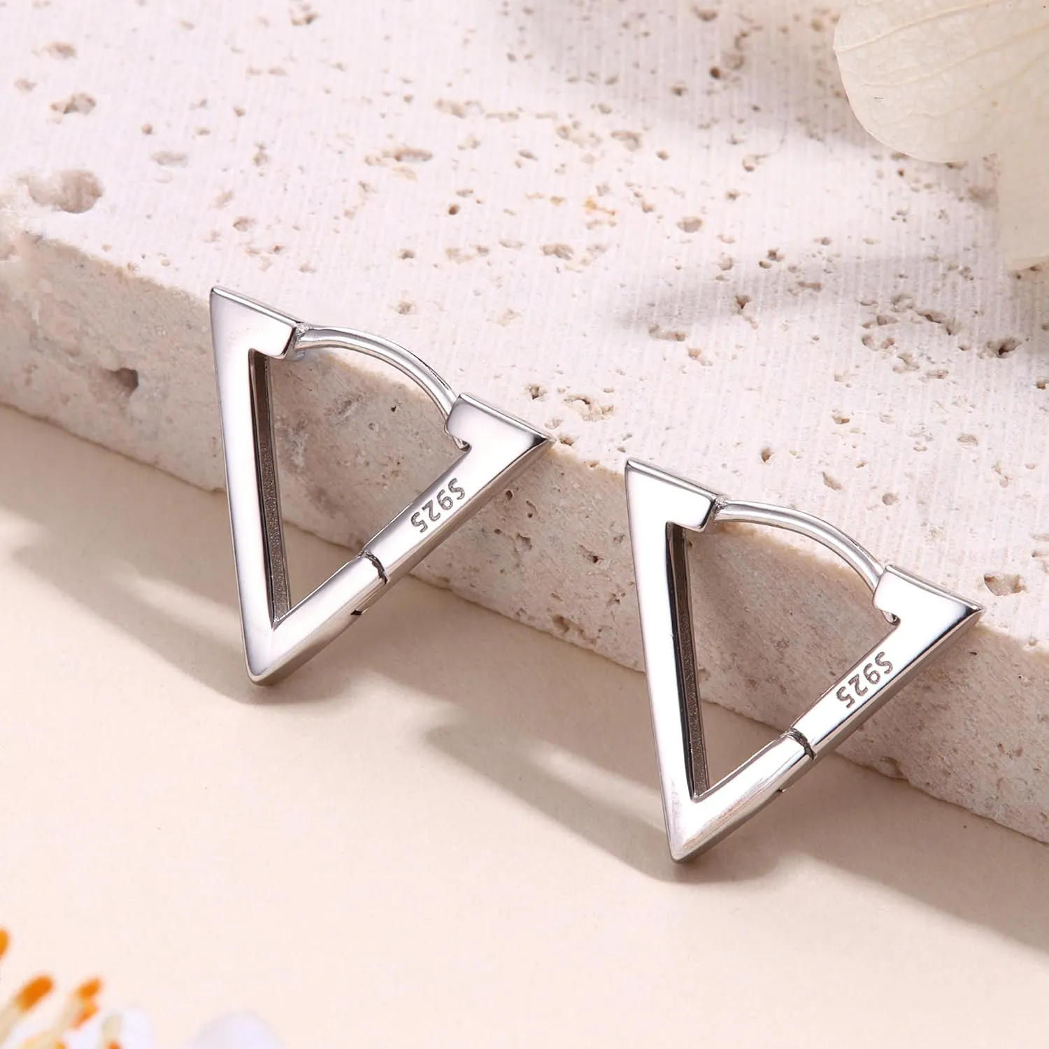Milacolato 925 Sterling Silver Small Hoop Earrings for Women 18K Gold Plated Geometric Huggie Hoop Earrings Hypoallergenic Triangle Rectangle Heart Star Oval Hoop Earrings for Women
