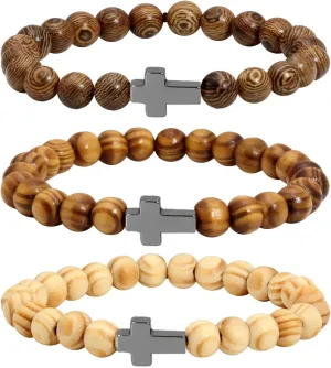 MILAKOO Wooden Bracelet for Women Men Mala Natural Beads for Prayer Energy Healing Cuff Wristband