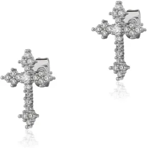 Mini CZ Cross Stud Earrings For Women Men Hypoallergenic 14K Gold Plated Religious Faith Cubic Zirconia Tiny Dainty Sparkling Crystal Cartilage Tragus Minimalist Fashion Jewelry Party Hodliay Gift