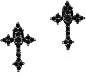 Mini CZ Cross Stud Earrings For Women Men Hypoallergenic 14K Gold Plated Religious Faith Cubic Zirconia Tiny Dainty Sparkling Crystal Cartilage Tragus Minimalist Fashion Jewelry Party Hodliay Gift