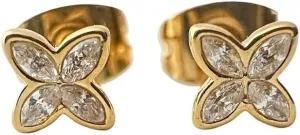 Mini Dainty Crystal Petal Stacking Studs Earrings in Gold, Rose Gold, or Silver by Honeycat