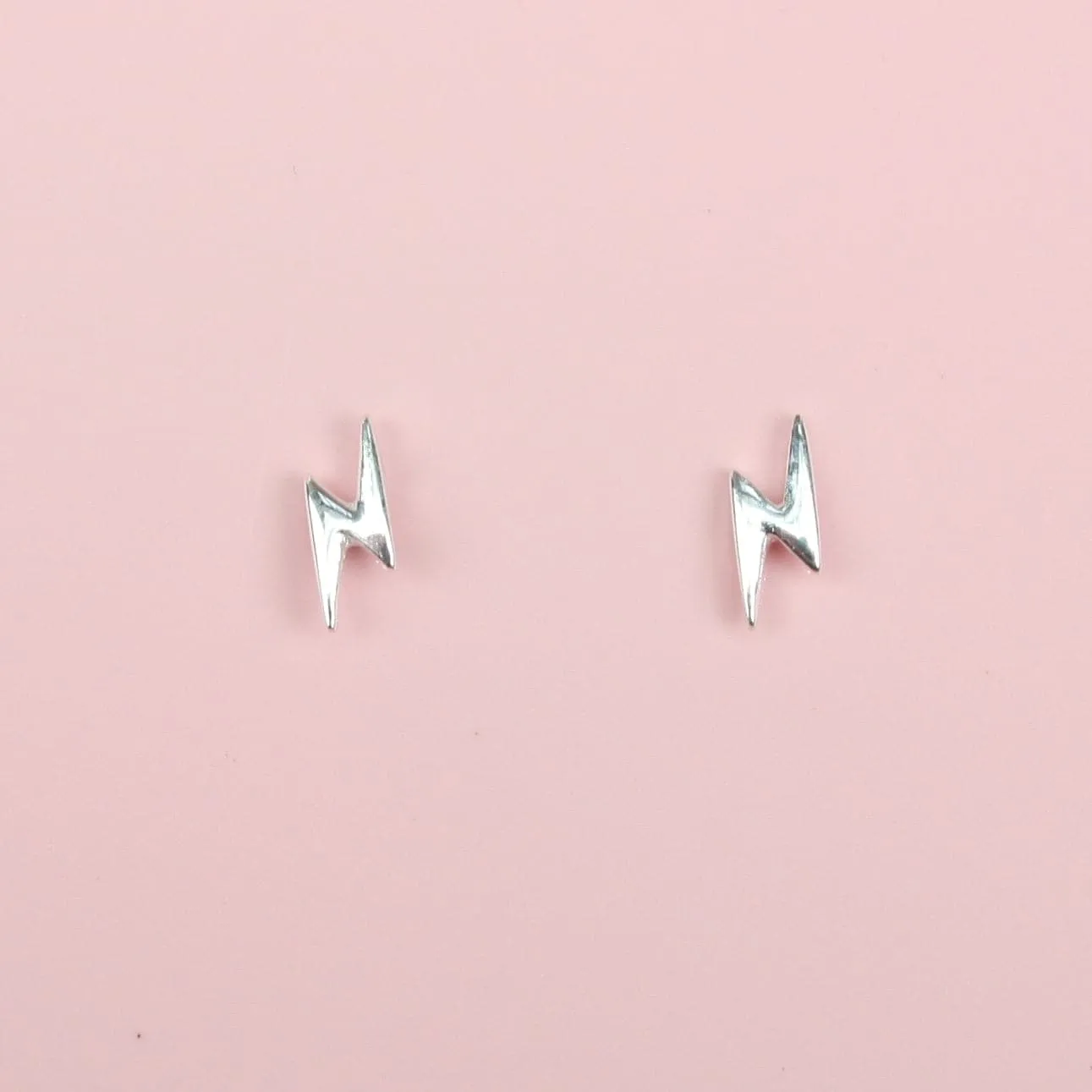 Mini Lightning Bolt Stud Earrings (Sterling Silver)