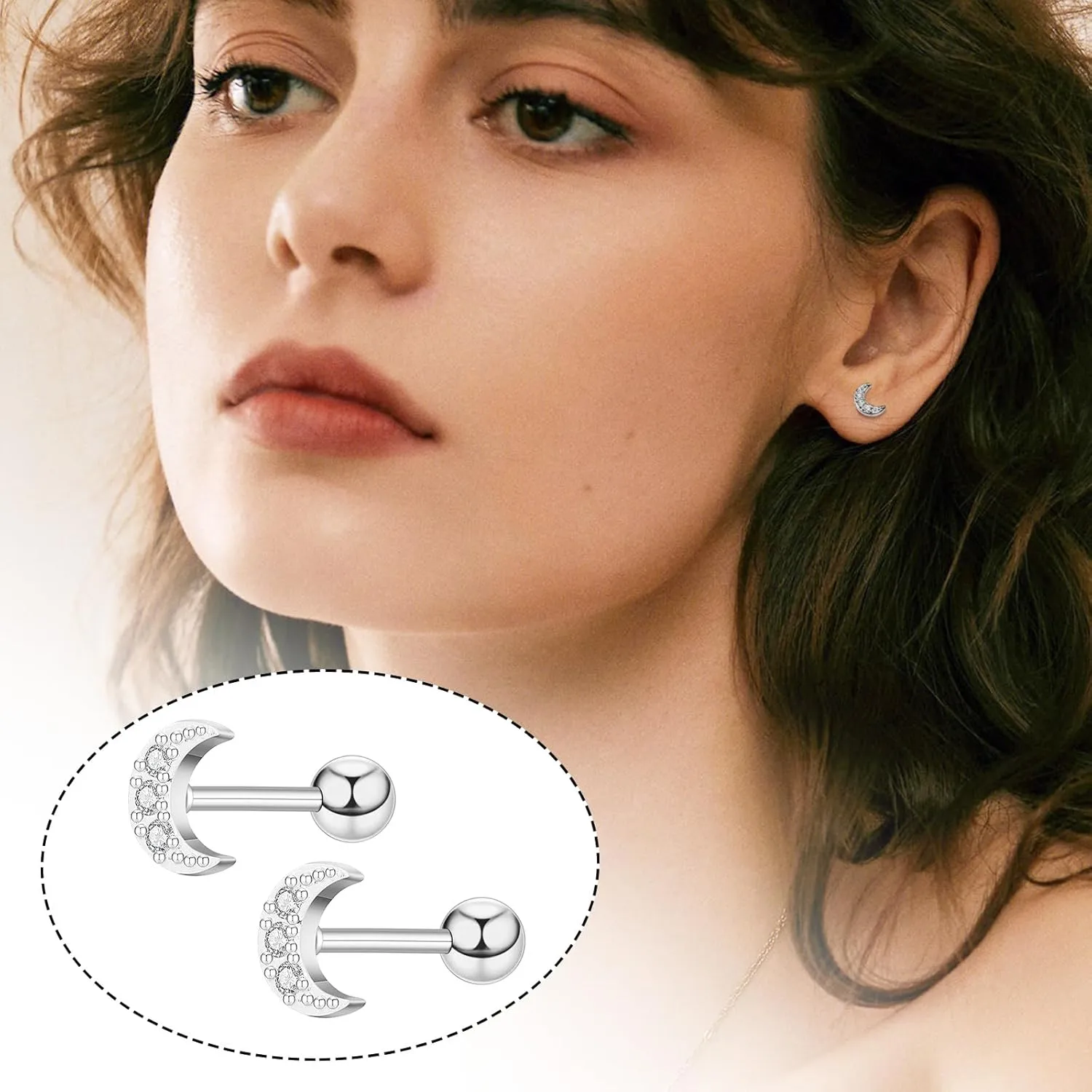 Minimalist Hypoallergenic Cartilage Earrings Set in Gold and Silver - 7 Styles, Copper Material, Surgical Steel, Screw Back, Second Hole Pierced Earrings for Sensitive Ears - Cute 5mm Ball Studs Jewelry Gift