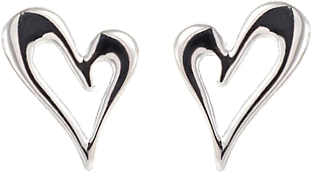 Minimalist Love Heart Stud Earrings for Women 925 Sterling Silver Cute Simple Polished Hearted Studs Earrings Cartilage Tragus Body Piercing Jewelry for Mother