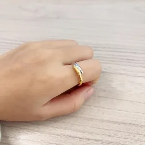 Mixed Metal Ring for Women Two Tone Dome Rings Adjustable Open Rings Gold And Silver Ring Irregular Knuckle Rings Gold Rings That Don't Tarnish Simple Wrap Ring Charm Finger Ring Trendy Jewelry