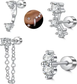 MODRSA Tragus & Helix Piercing Earrings - Flat Back, Forward Helix, Cartilage & Tragus Jewelry