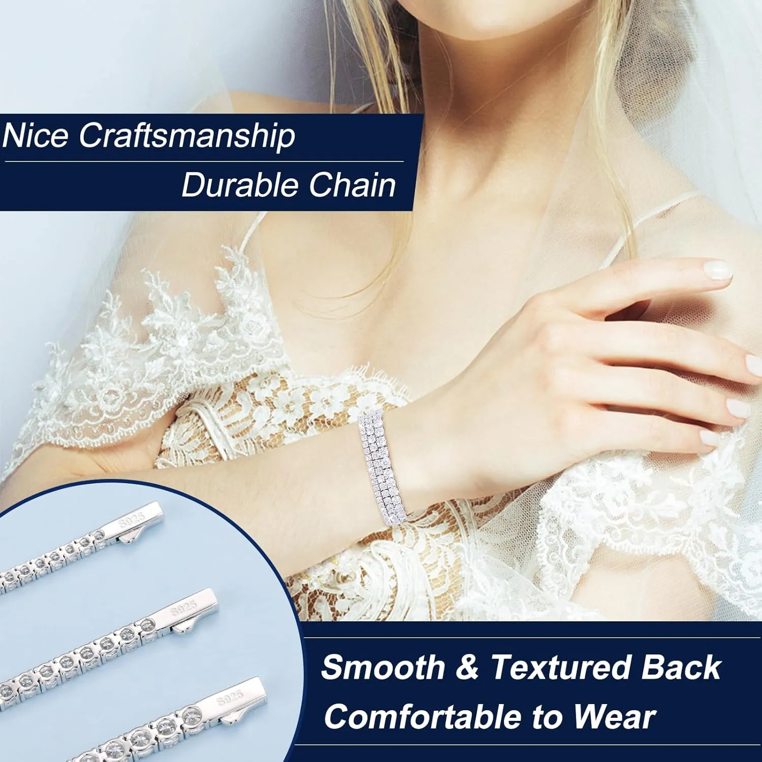 Moissanite Bracelet for Women 2/3/4/5MM Moissanite Tennis Bracelet Men 18K Gold Plated S925 Sterling Silver Bracelets 2.11-21.0CT D Color VVS1 Round Simulated Diamond Bracelets 6-8.5Inch Tennis Chain